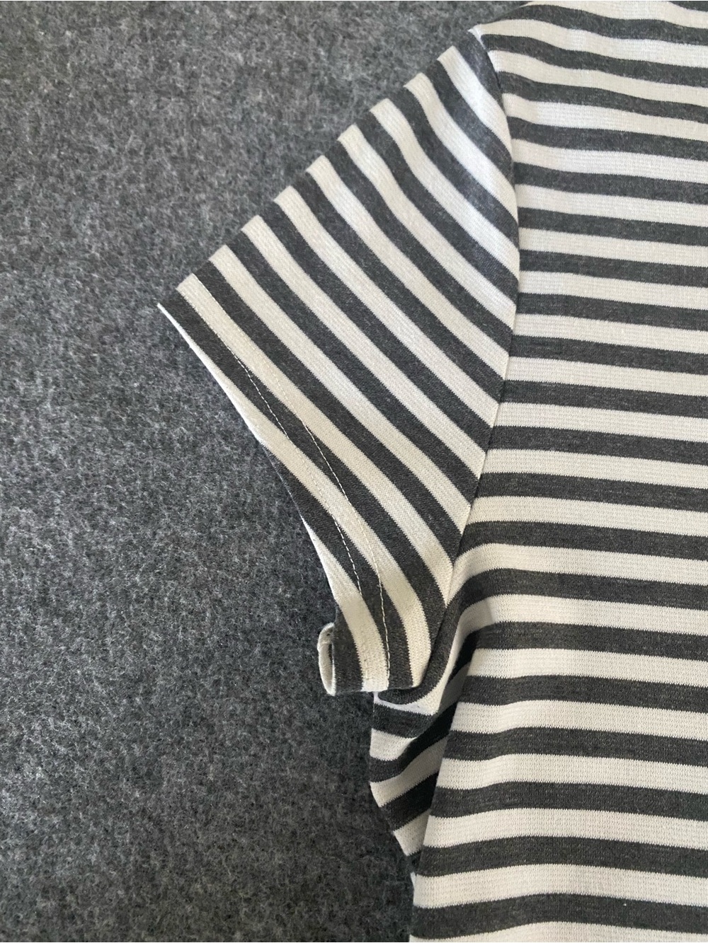 Free People FP Beach A-Line Dress M Mock Neck White Gray Striped Coastal Preppy - Picture 6 of 11